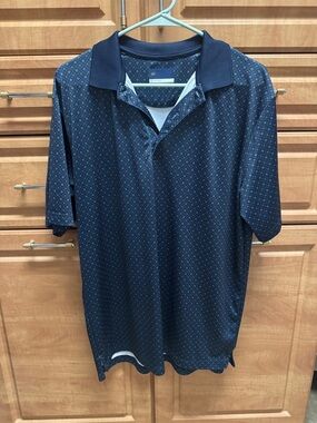 Men's Navy Geometric-Print Polo Shirt